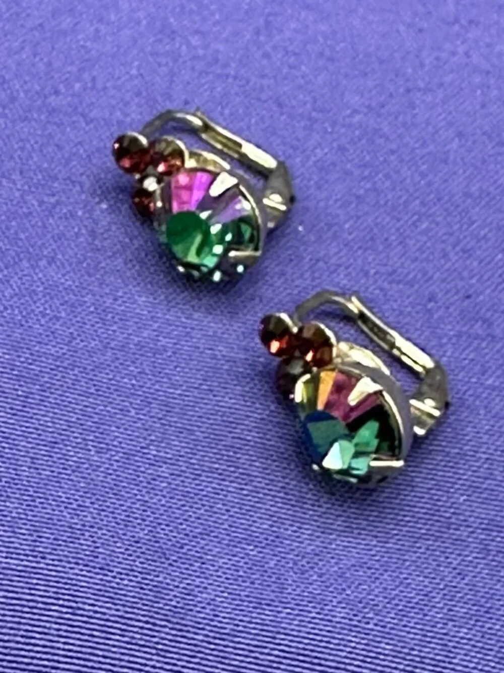 Sorrelli Earrings AB Crystal & Trio of Red Crystals